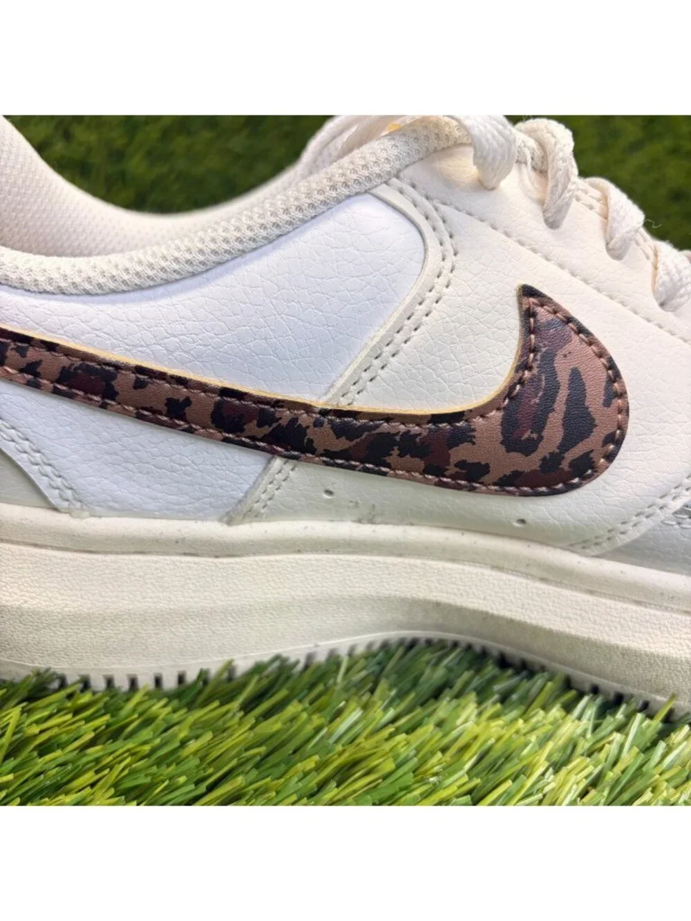 Nike Court Vision Alta Leopard Womens Size 9 White Athletic Shoes Sneakers